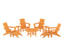 POLYWOOD Modern Adirondack Chair 9-Piece Conversation Set in Tangerine