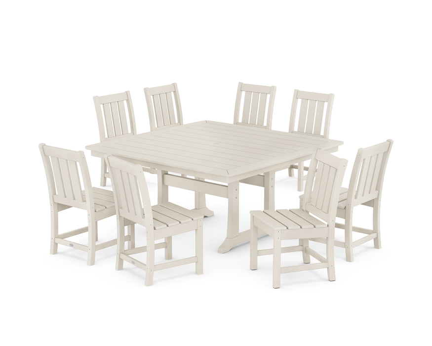 POLYWOOD® Oxford Side Chair 9-Piece Square Dining Set with Trestle Legs in Slate Grey