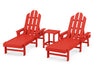 POLYWOOD Long Island Chaise 3-Piece Set in Sunset Red
