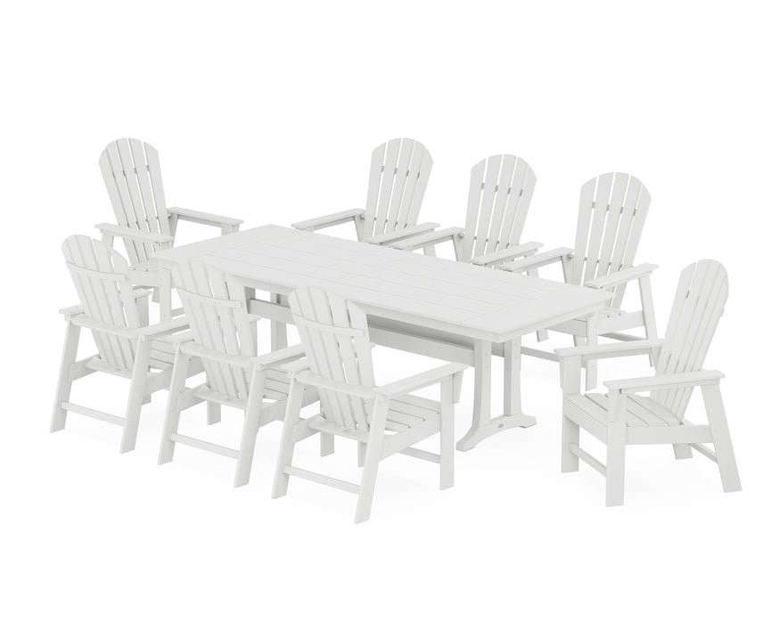 POLYWOOD South Beach 9-Piece Farmhouse Dining Set with Trestle Legs in White