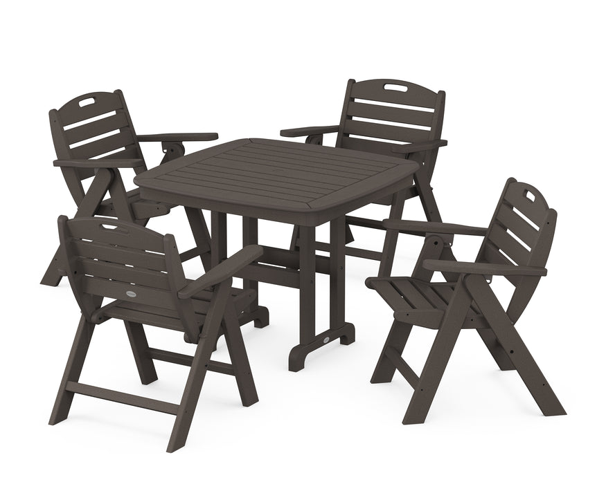 POLYWOOD Nautical Lowback 5-Piece Dining Set in Vintage Coffee