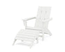 POLYWOOD Modern Adirondack Chair 2-Piece Set with Ottoman in Vintage White