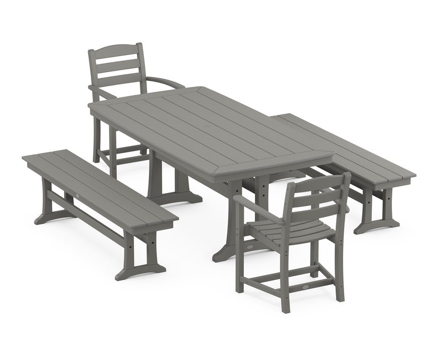 POLYWOOD La Casa Cafe 5-Piece Dining Set with Trestle Legs in Slate Grey