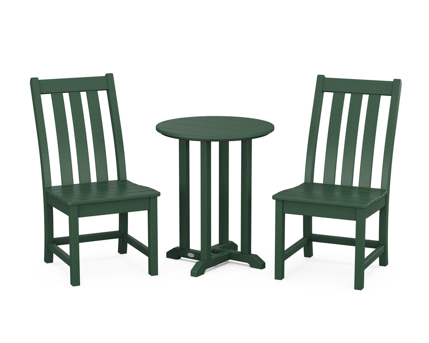 POLYWOOD Vineyard Side Chair 3-Piece Round Dining Set in Green