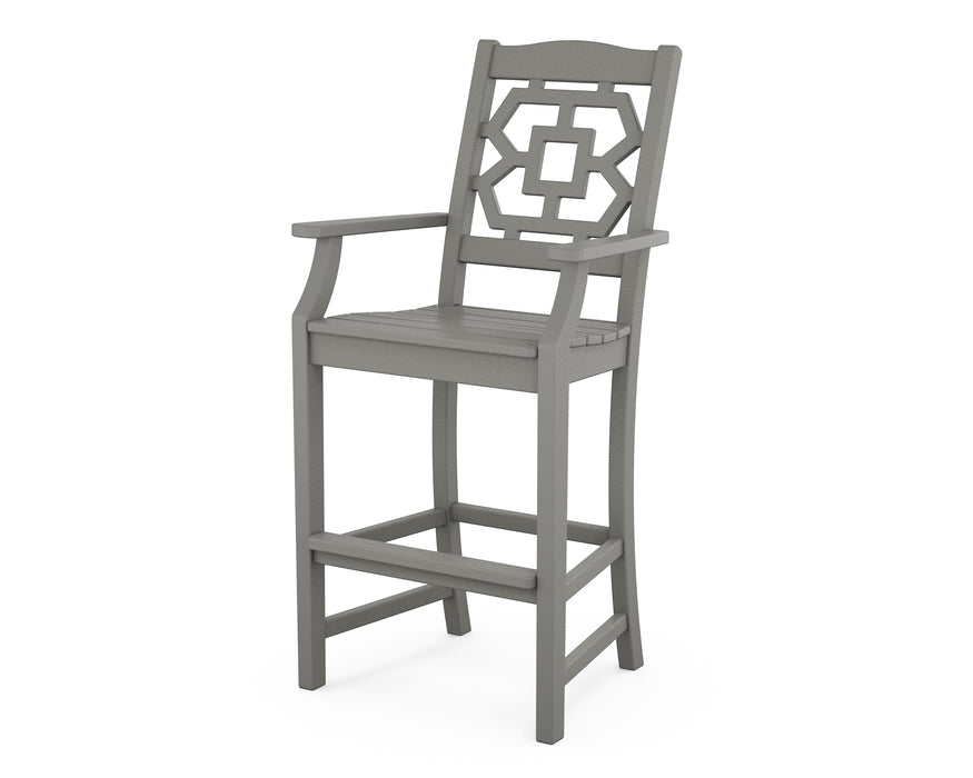 Martha Stewart by POLYWOOD Chinoiserie Bar Arm Chair in Slate Grey
