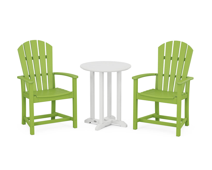 POLYWOOD Palm Coast 3-Piece Round Farmhouse Dining Set in Lime