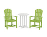 POLYWOOD Palm Coast 3-Piece Round Farmhouse Dining Set in Lime