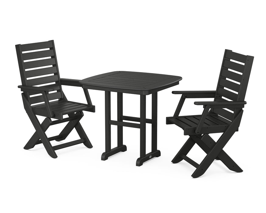 POLYWOOD Captain 3-Piece Dining Set in Black