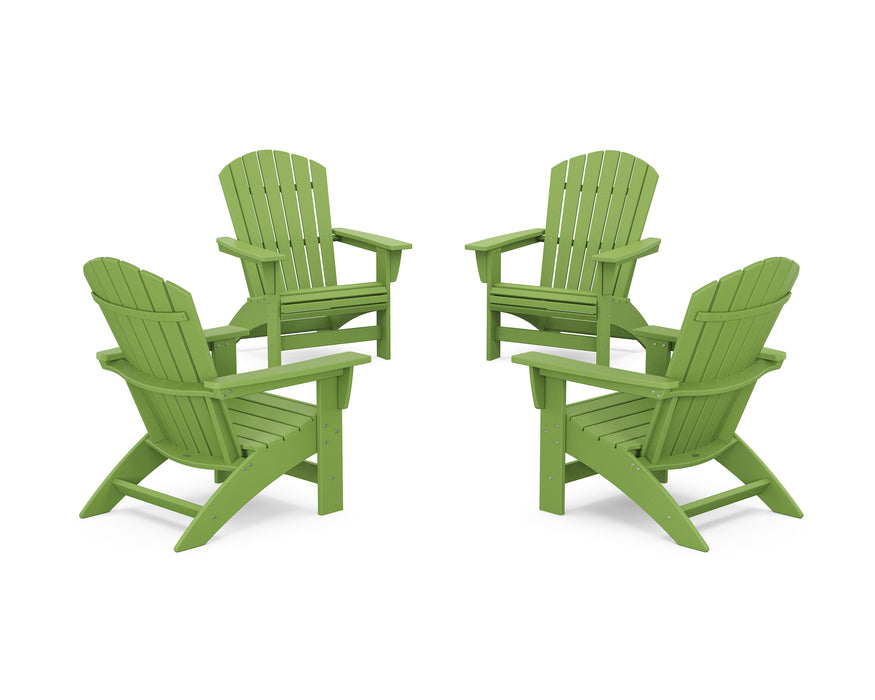 POLYWOOD® 4-Piece Nautical Grand Adirondack Chair Conversation Set in Lime