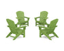 POLYWOOD® 4-Piece Nautical Grand Adirondack Chair Conversation Set in Lime