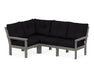 POLYWOOD Vineyard 4-Piece Sectional in Slate Grey with Midnight Linen fabric