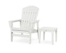 POLYWOOD® Nautical Grand Upright Adirondack Chair with Side Table in Vintage White