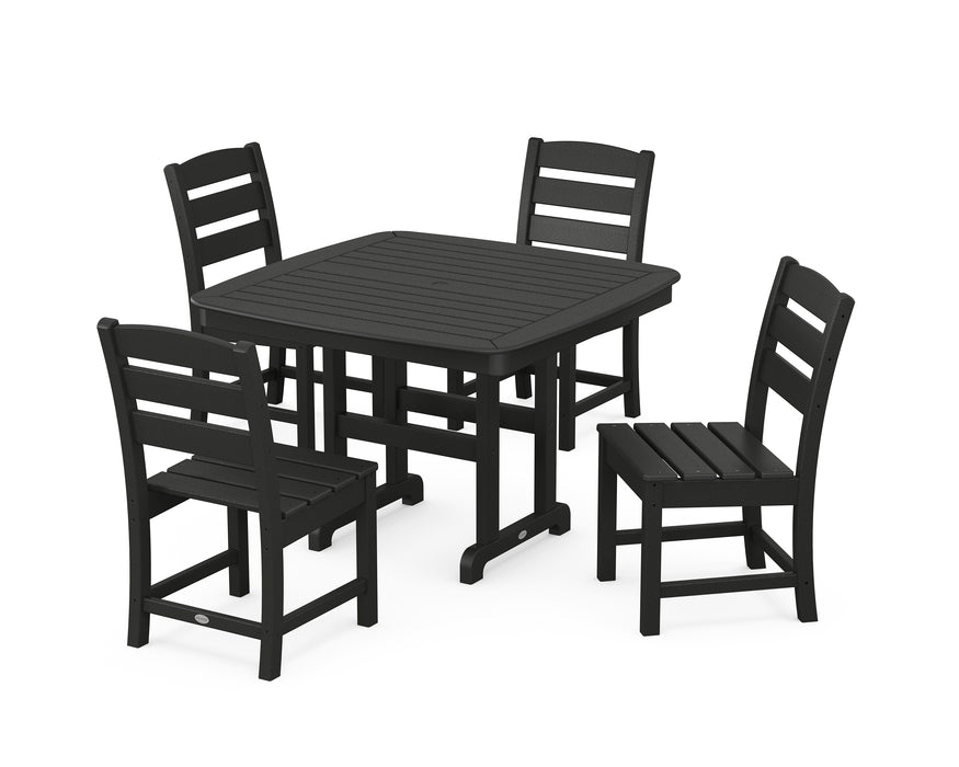POLYWOOD Lakeside Side Chair 5-Piece Dining Set with Trestle Legs in Black