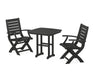 POLYWOOD Signature Folding Chair 3-Piece Dining Set in Black