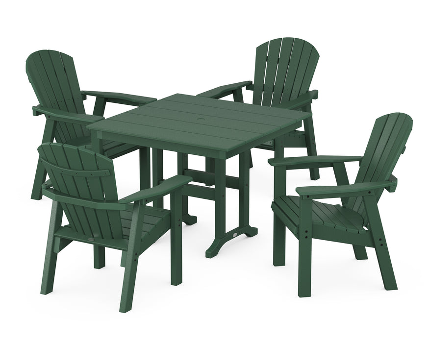 POLYWOOD Seashell Chair 5-Piece Farmhouse Dining Set in Green