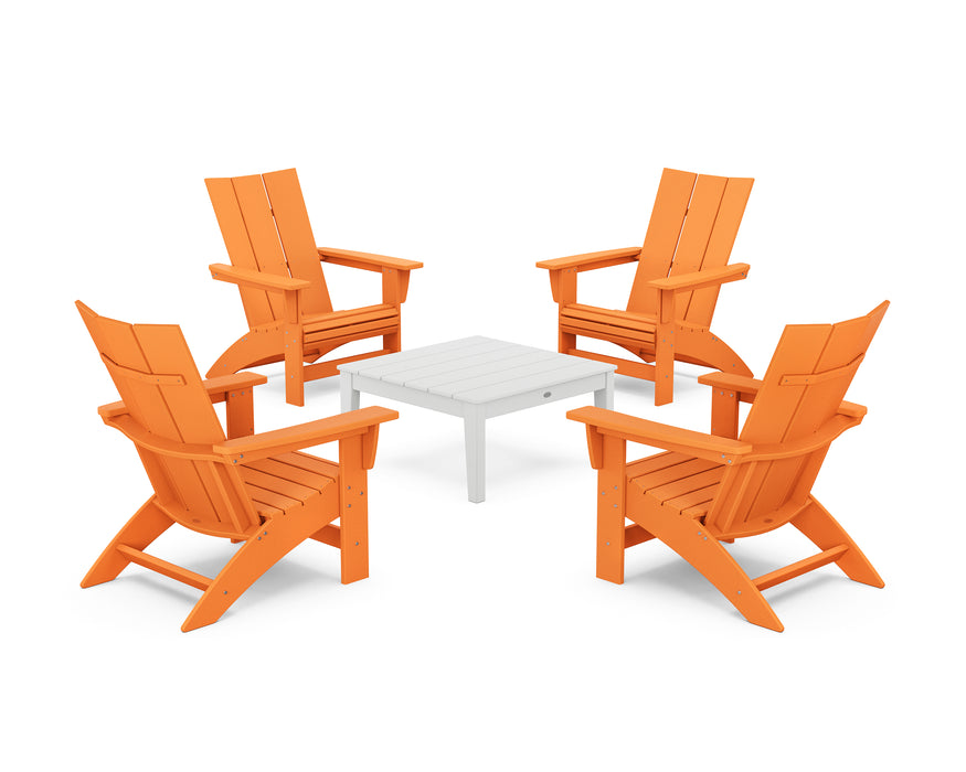 POLYWOOD® 5-Piece Modern Grand Adirondack Chair Conversation Group in