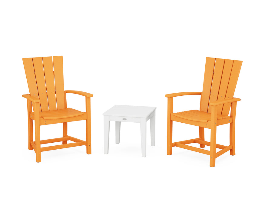 POLYWOOD® Quattro 3-Piece Upright Adirondack Chair Set in Tangerine / White
