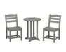 POLYWOOD La Casa Café Side Chair 3-Piece Round Dining Set in Slate Grey