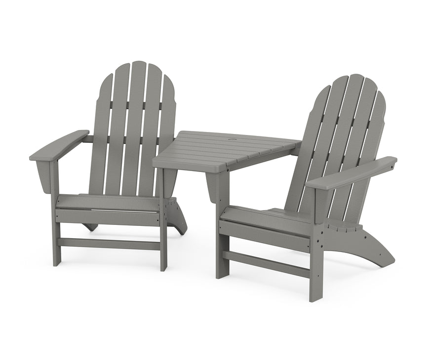 POLYWOOD Vineyard 3-Piece Adirondack Set with Angled Connecting Table in Slate Grey