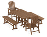 POLYWOOD South Beach 5-Piece Dining Set with Benches in Teak