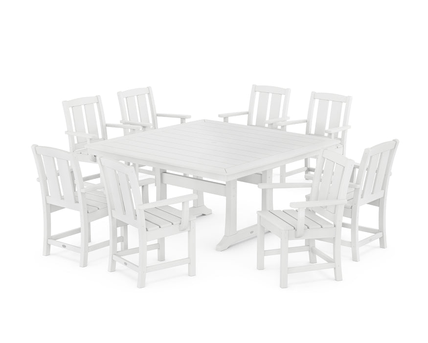 POLYWOOD® Mission 9-Piece Square Dining Set with Trestle Legs in White