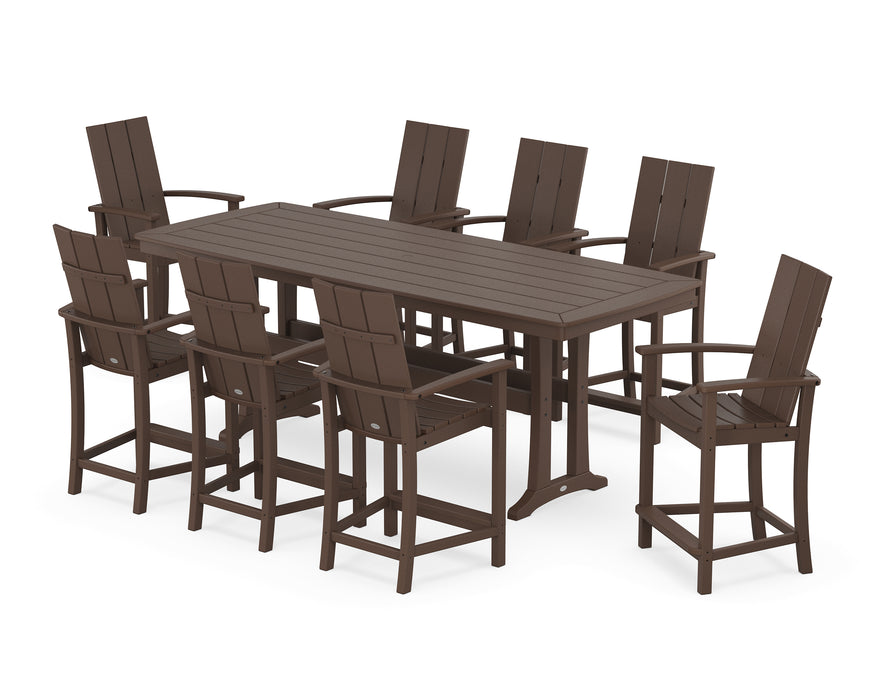 POLYWOOD® Modern Adirondack 9-Piece Counter Set with Trestle Legs in Sand