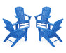 POLYWOOD 4-Piece Nautical Curveback Adirondack Chair Conversation Set in Pacific Blue