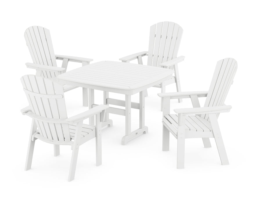 POLYWOOD Nautical Adirondack 5-Piece Dining Set with Trestle Legs in White