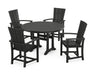 POLYWOOD Quattro 5-Piece Round Dining Set with Trestle Legs in Black