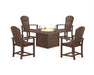 POLYWOOD® Palm Coast 4-Piece Upright Adirondack Conversation Set with Fire Pit Table in Black