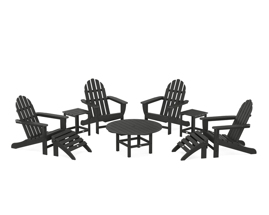POLYWOOD Classic Adirondack Chair 9-Piece Conversation Set in Black