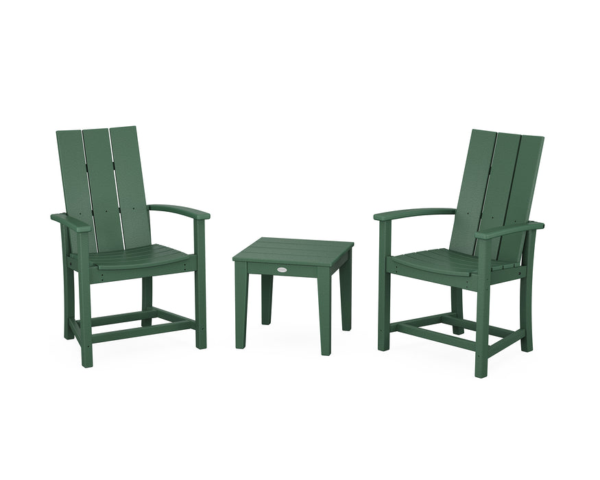 POLYWOOD® Modern 3-Piece Upright Adirondack Chair Set in Green
