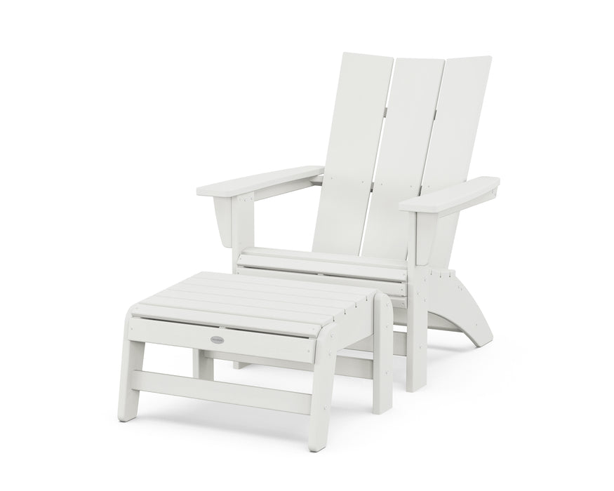 POLYWOOD® Modern Grand Adirondack Chair with Ottoman in Vintage White