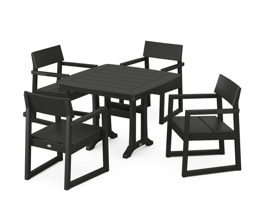 POLYWOOD EDGE 5-Piece Dining Set with Trestle Legs in Black