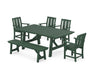 POLYWOOD® Mission 6-Piece Rustic Farmhouse Dining Set with Bench in Mahogany