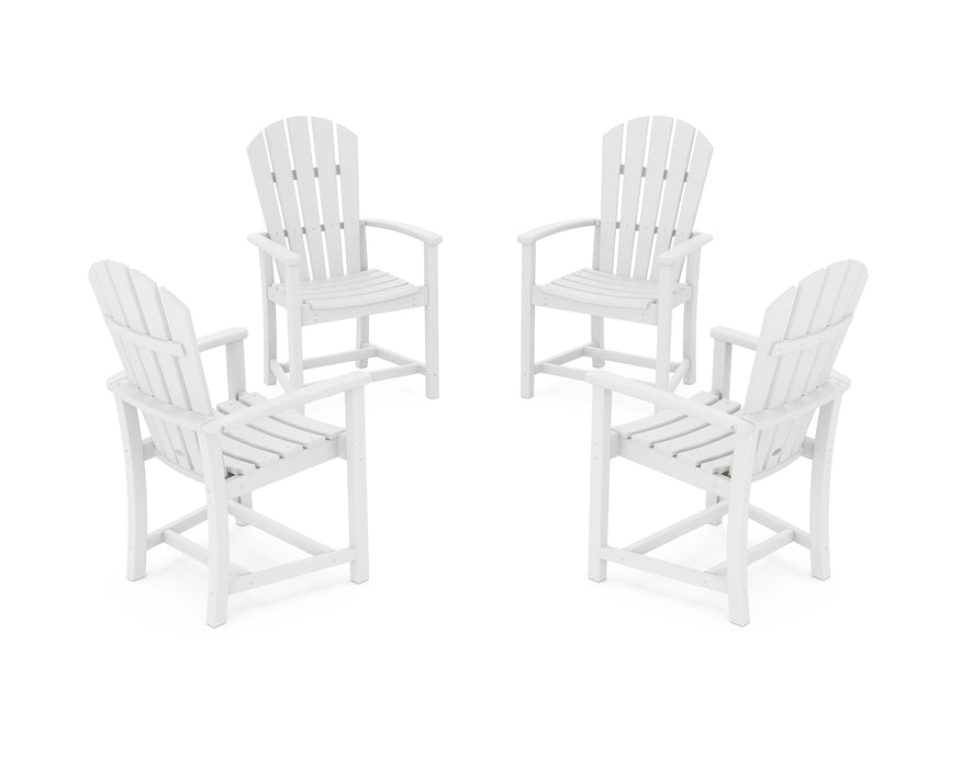 POLYWOOD® Palm Coast 4-Piece Upright Adirondack Conversation Set in White