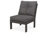 POLYWOOD Vineyard Modular Armless Chair in Vintage Coffee with Ash Charcoal fabric