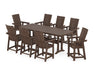 POLYWOOD® Modern Curveback Adirondack 9-Piece Counter Set with Trestle Legs in Sand
