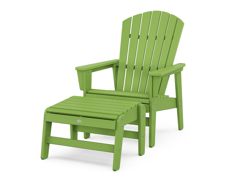 POLYWOOD® Nautical Grand Upright Adirondack Chair with Ottoman in Mahogany
