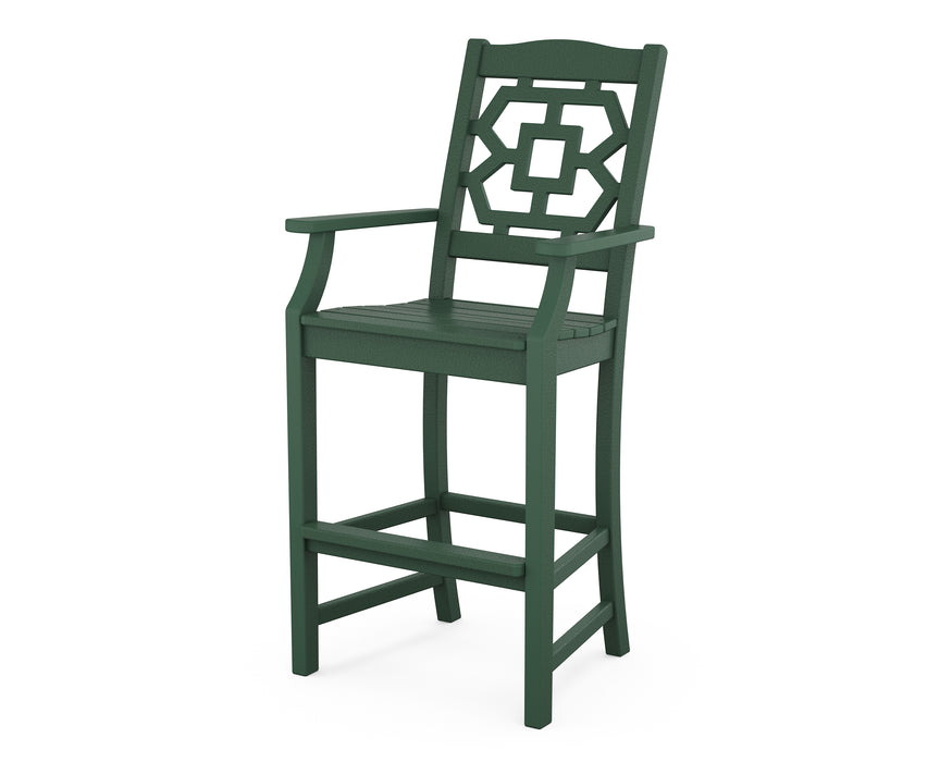 Martha Stewart by POLYWOOD Chinoiserie Bar Arm Chair in Green