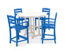 POLYWOOD La Casa Café 5-Piece Round Farmhouse Counter Set in Pacific Blue / White