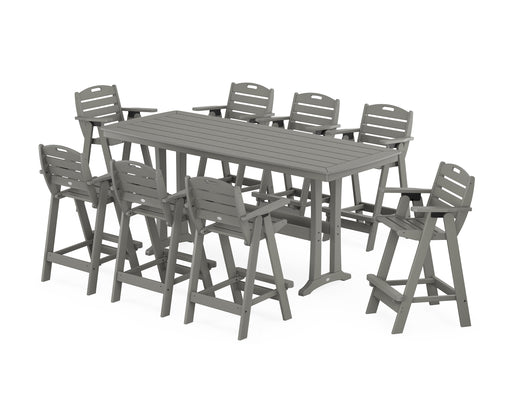 POLYWOOD® Nautical 9-Piece Bar Set with Trestle Legs in Black