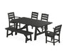 POLYWOOD Lakeside 6-Piece Rustic Farmhouse Dining Set With Trestle Legs in Black