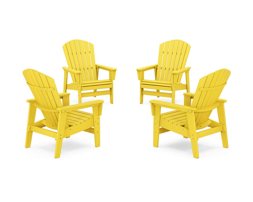 POLYWOOD® 4-Piece Nautical Grand Upright Adirondack Chair Conversation Set in Lime