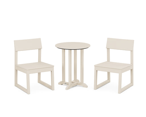 POLYWOOD EDGE Side Chair 3-Piece Round Dining Set in Sand