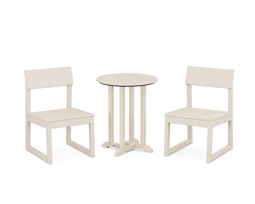 POLYWOOD EDGE Side Chair 3-Piece Round Dining Set in Sand