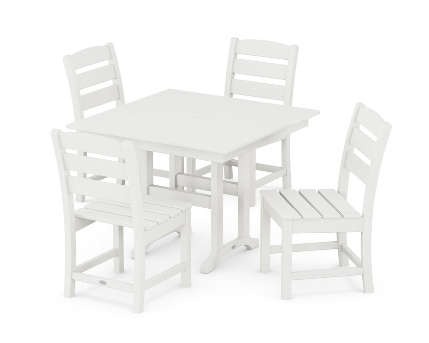 POLYWOOD Lakeside Side Chair 5-Piece Farmhouse Dining Set in Vintage White