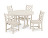 POLYWOOD Chippendale Side Chair 5-Piece Round Dining Set With Trestle Legs in Sand