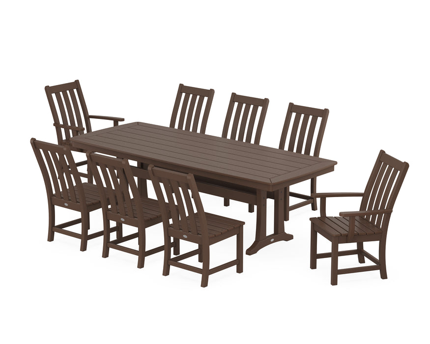POLYWOOD Vineyard 9-Piece Dining Set with Trestle Legs in Mahogany