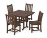 POLYWOOD Traditional Garden Side Chair 5-Piece Farmhouse Dining Set in Mahogany